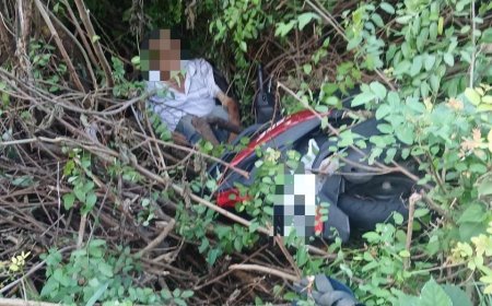 高雄翁柴山騎車自摔　人車卡3米山溝！手腳擦挫傷送醫