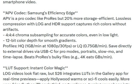 对标苹果 ProRes：消息称三星 Galaxy S26 系列手机首搭 APV 编码器，支持 12bit 色深 / Log