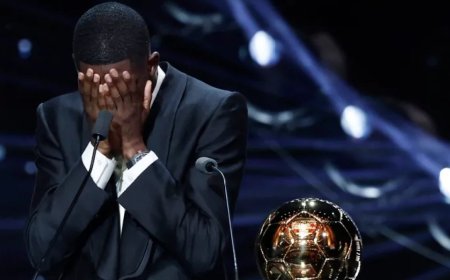 登贝莱泪流满面，击败亚马尔，夺得金球奖，邦马蒂连续三届获得女足金球奖