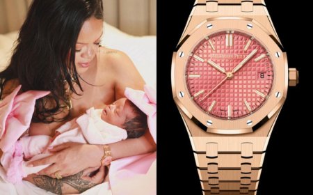 蕾哈娜抱嫩嬰照戴百萬AP金錶　粉紅面盤呼應喜迎女兒心情