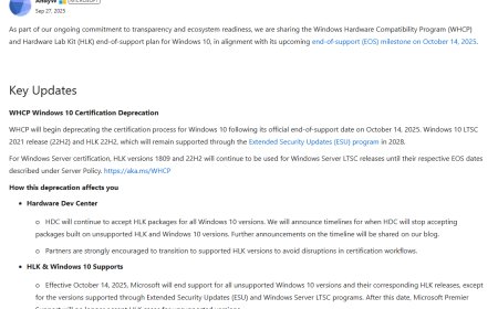 微软公布 Win10 WHCP 与 HLK 废止计划，建议厂商迁移至受支持版本