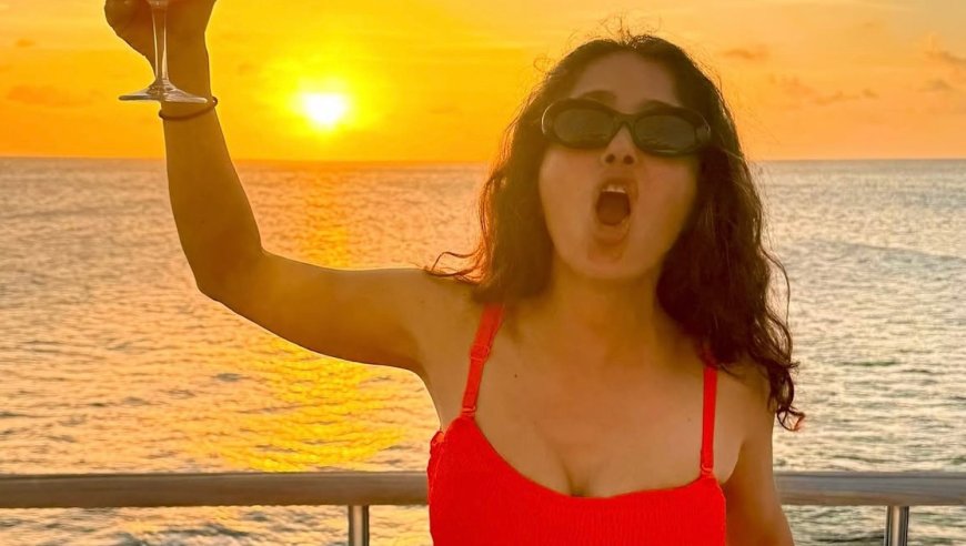 Salma Hayek Sizzles in a Red Bikini While Ringing in 59th Birthday