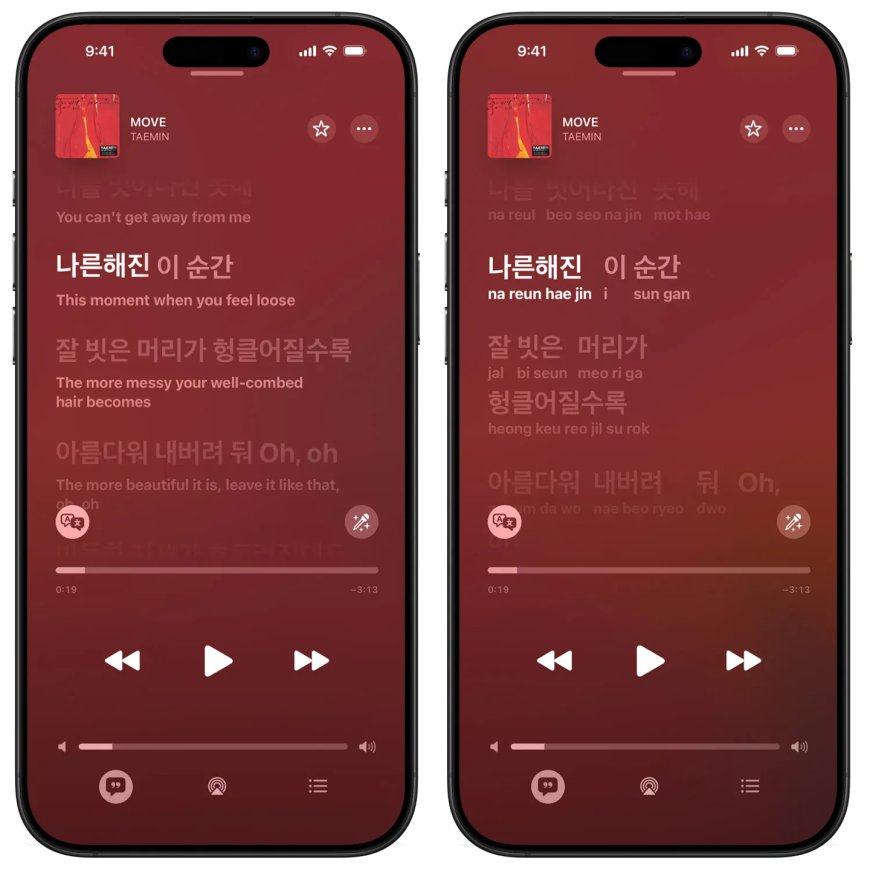 跟唱更轻松:iOS 26 版苹果 Apple Music 支持歌词翻译和发音标注
