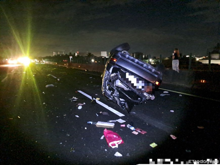 快訊／國1北台南仁德段凌晨「4車連環撞」　1女重傷
