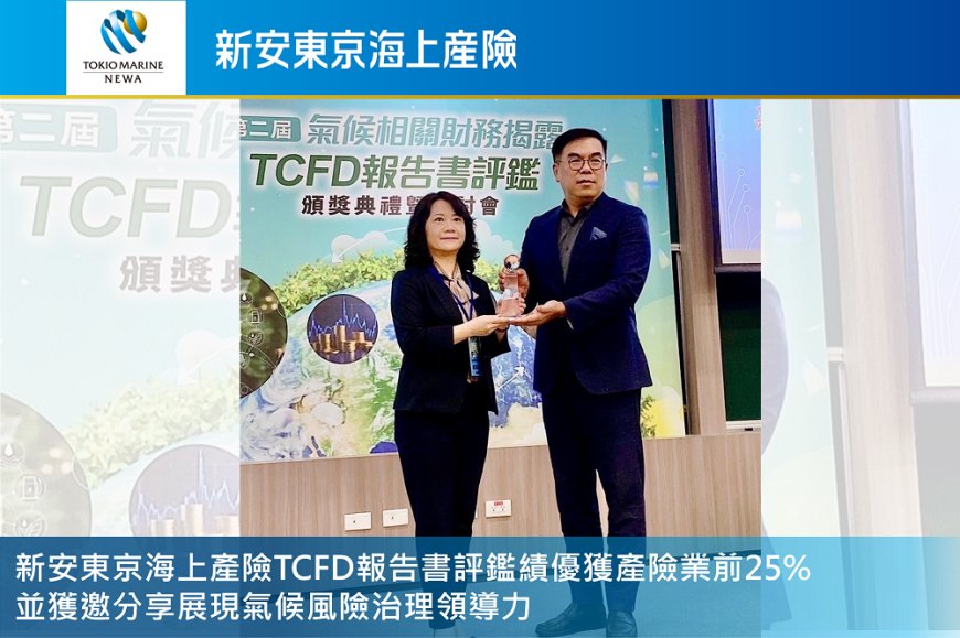 新安東京海上產險獲TCFD績優肯定 以系統化風險管理打造韌性營運