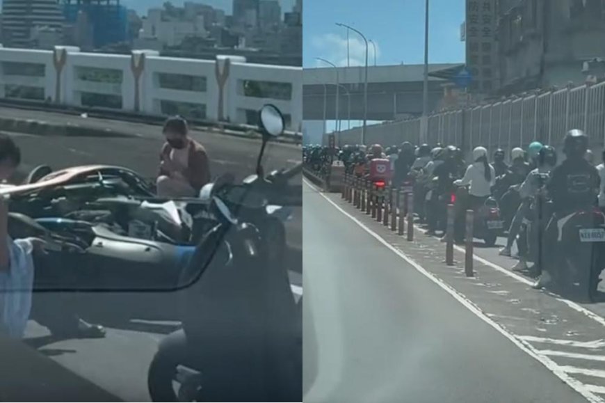 【有片】忠孝橋機車道3車碰撞 交通一度大塞車驚人畫面曝光