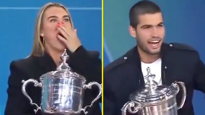Carlos Alcaraz left gobsmacked as Aryna Sabalenka immediately apologises over live interview gaffe