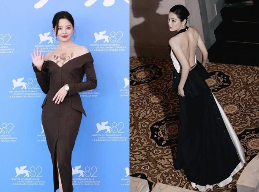 辛芷蕾奪威尼斯影后！紅毯戰袍削肩露美背、胸前玫瑰花飆性感天花板