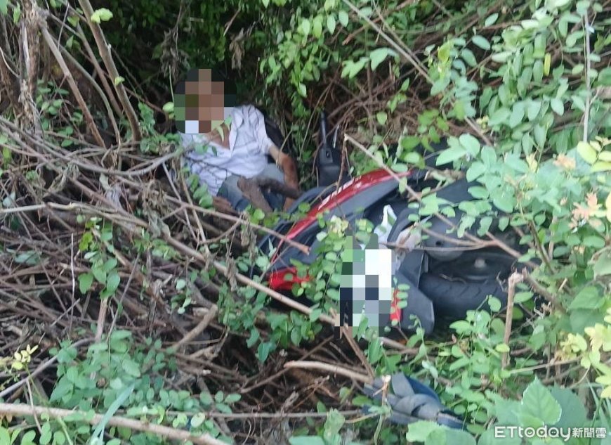 高雄翁柴山騎車自摔　人車卡3米山溝！手腳擦挫傷送醫