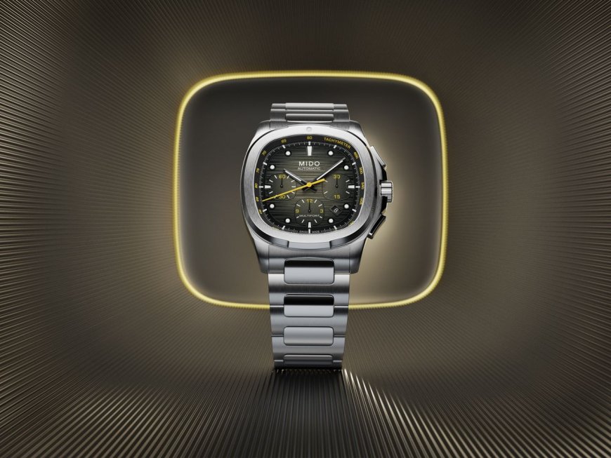 MIDO電視機造型錶加入動感元素　黃色計時針吸睛