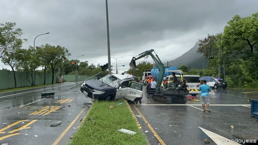 快訊／花蓮警車押解人犯自撞燈桿！詐欺通緝男死亡...2警輕重傷