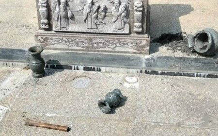 男闖鹿港公墓砸百年古董！香爐花盆碎滿地　里長怒：會有現世報