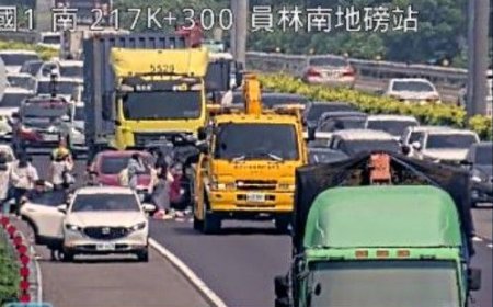 連假首日國1塞爆！中部路段釀13起追撞　彰化＝王田成停車場