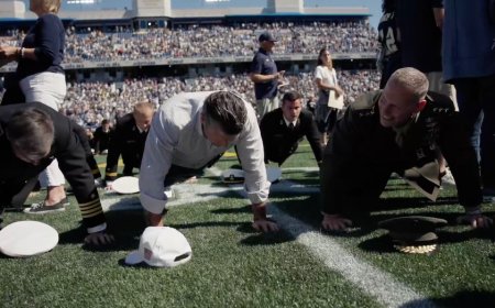 Hegseth helps set world record at Navy football game for most people doing pushups at the same time