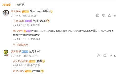消息称某厂手机刚刚激活量达百万，预计为小米 17 系列