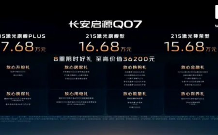 15.68 万元起、驾驶辅助升级，长安启源 Q07 天枢智能激光版上市