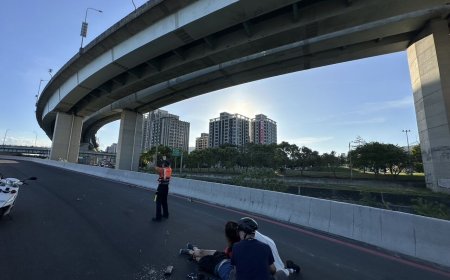 快訊／台64線重機自撞護欄！騎士墜10多公尺高架橋　雙腿骨折命危