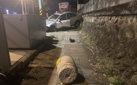 花蓮酒駕自撞！路墩遭撞飛駕駛消失　躲巷弄被揪出