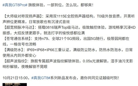 realme 真我 GT8 Pro 搭载全腔对称式双 1115E 大师级扬声器，号称低音音质表现最好的手机之一