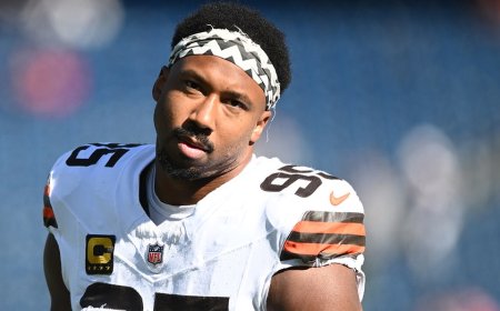 Browns' Myles Garrett slams helmet in frustration despite history-making game