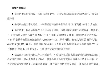 寒武纪被原 CTO 梁军起诉索赔近 43 亿，案件已立案