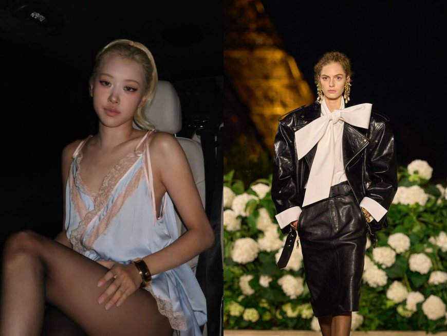 巴黎時裝周／Rosé甜美睡衣裙助陣Saint Laurent！降落傘風衣、皮革套裝成亮點