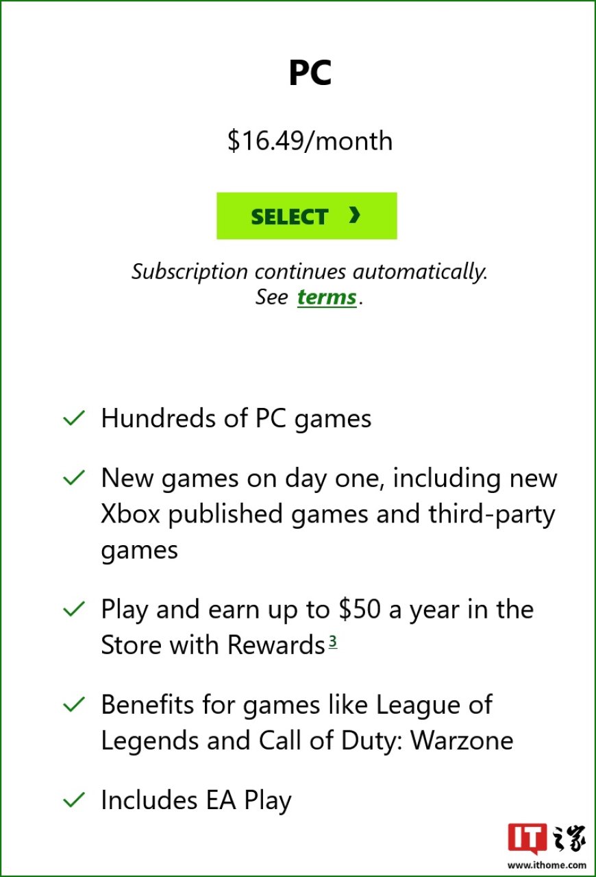 11.99 美元 ➡ 16.49 美元,微软 Xbox PC Game Pass 订阅月付涨价约 37.5%