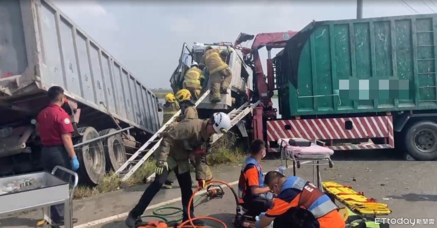 快訊／台南2大貨車橋上碰撞！1車「衝進魚塭」　駕駛搶救無效亡