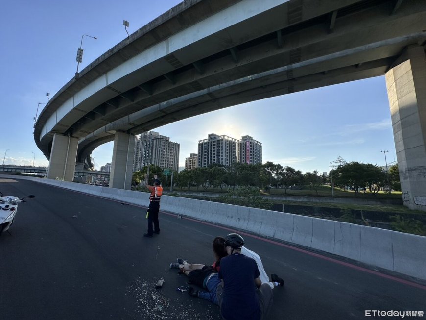 快訊／台64線重機自撞護欄！騎士墜10多公尺高架橋　雙腿骨折命危