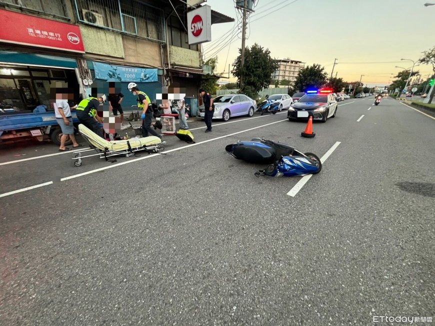 苗栗婦騎3輪車遭機車撞飛！頭部重創進ICU　驚悚瞬間曝