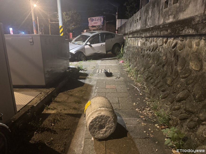 花蓮酒駕自撞！路墩遭撞飛駕駛消失　躲巷弄被揪出
