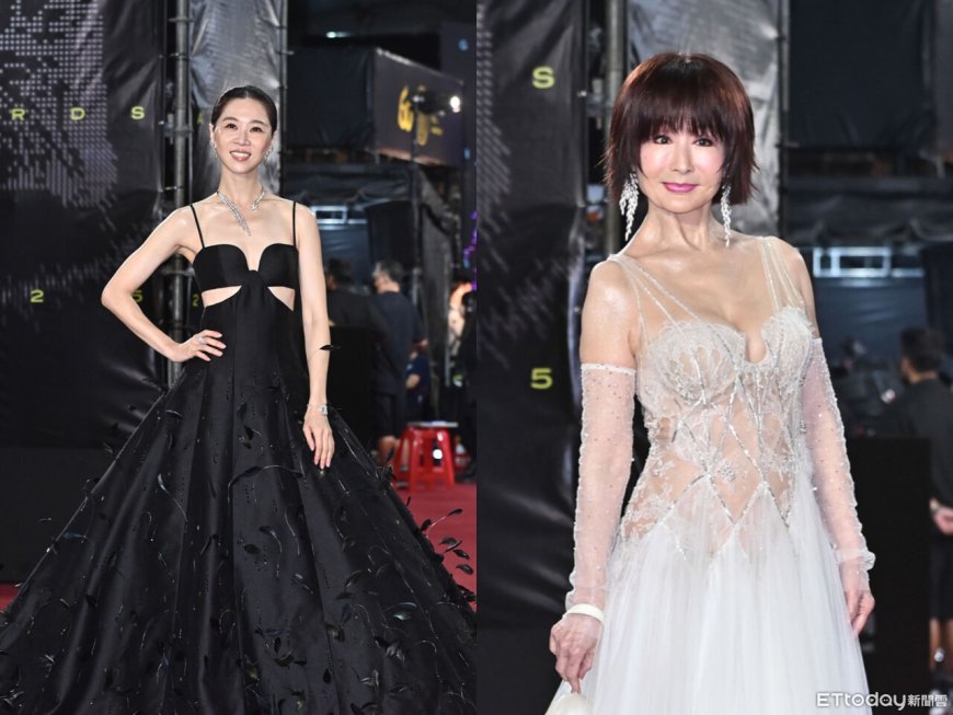 金鐘時尚總覽 ／76歲潘迎紫珍珠白紗驚豔全場！謝盈萱黑天鵝鏤空戰袍超仙