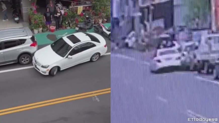 南投賓士女狂撞14車肇逃！路人尖叫畫面曝　