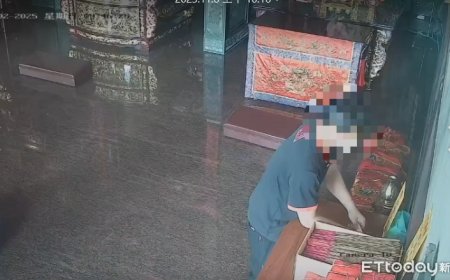 荒唐賊「釣」功德箱！  屏東九如廟被偷600元　監視器全拍下