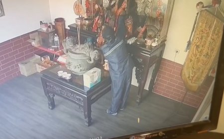 真夭壽！台中男闖金虎爺廟偷4面金牌　神像還遭扯倒在地