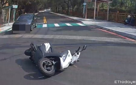 南華大學前車禍！　20歲騎士躺地痛曝「汽車直接右轉」：我煞不住