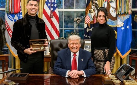 C羅相偕未婚妻拜會川普　喬治娜看似腹部凸一包、造型踢鐵板