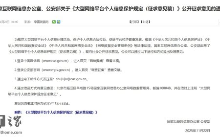 国家网信办、公安部就《大型网络平台个人信息保护规定》公开征求意见
