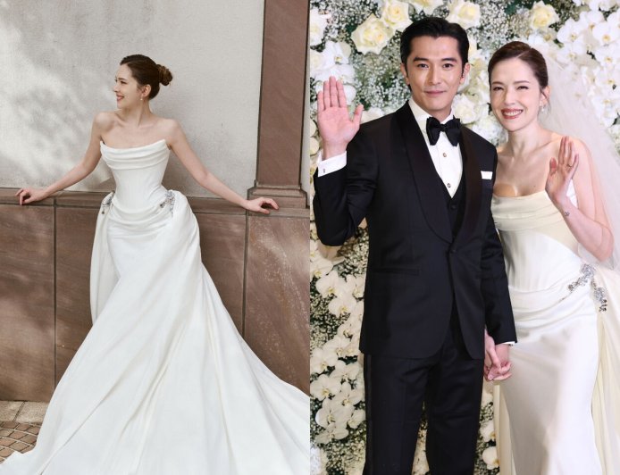 許瑋甯夢幻白紗揭秘！出自台牌Nicole + Felicia、雕塑感一尺拖尾超美