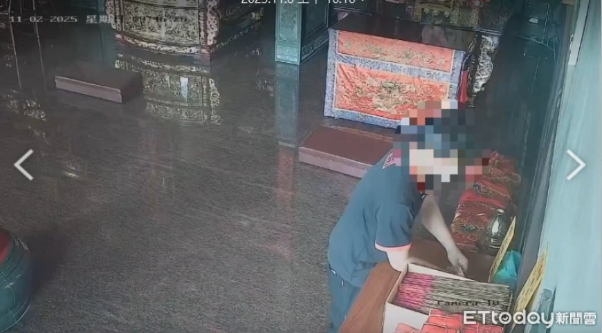 荒唐賊「釣」功德箱！  屏東九如廟被偷600元　監視器全拍下