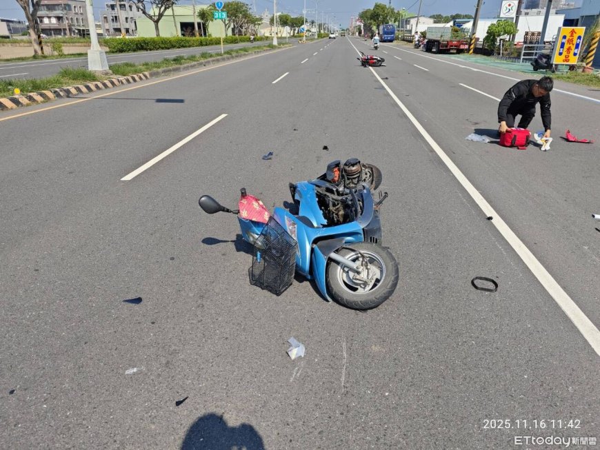 快訊／台南善化嚴重車禍！2機車碰撞　女騎士倒地無心跳搶救中