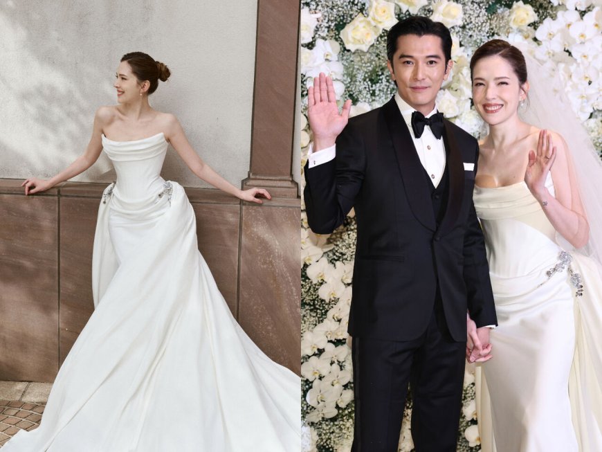 許瑋甯夢幻白紗揭秘！出自台牌Nicole + Felicia、雕塑感一尺拖尾超美