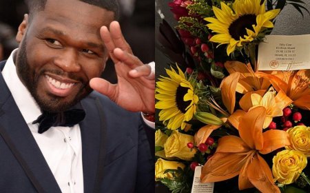 Netizens In Fear Of 50 Cent's Life After He Claims Diddy Sent Ominous Floral Arrangement To His Job