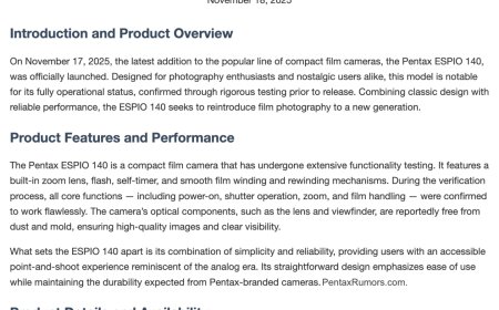 “胶片复兴”计划第二块拼图？消息称宾得即将推出复刻版 ESPIO 140 傻瓜相机