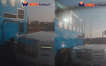 4千萬「勞斯萊斯幻影」硬切車道！下秒撞上遊覽車...司機下車傻眼