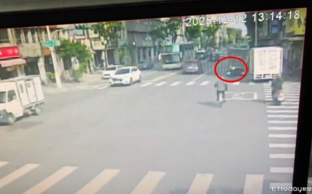 瞬間畫面曝！高雄54歲警外出抓車手　騎車自撞違停貨車…不幸殉職