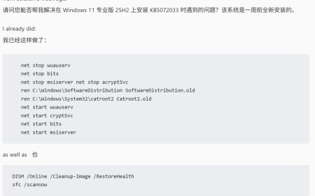 多名 Win11 用户反馈安装微软 12 月累积更新报错 0x800f0991