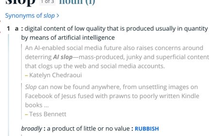 韦氏词典评选“slop”为年度词：AI 低质内容充斥互联网