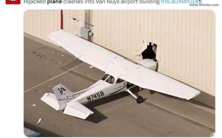 真人 GTA：美国男子凌晨偷飞机，还没起飞就撞上机库