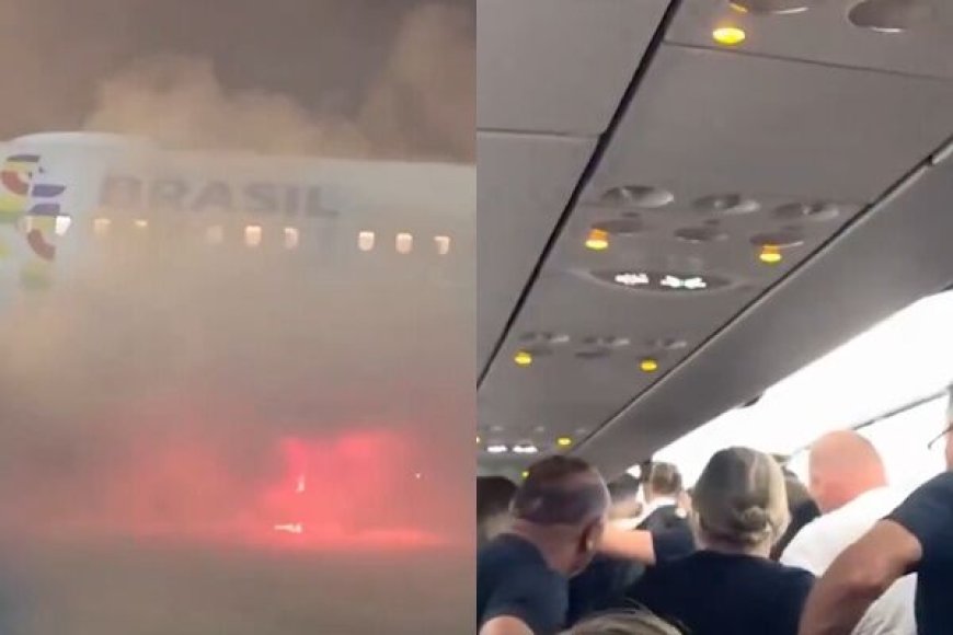 巴西機場「停機坪大火」！濃煙吞噬整架飛機　169乘客跳梯逃生